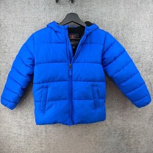 Swiss Tech Boys Blue Hooded Puffer Jacket Fleece Lined Size S 6-7 SW33100078181B